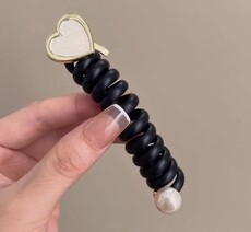 Спіральна гумка для волосся Серденько золоте