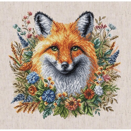 Набір для вишивання хрестиком AVA P123 Лисиця серед квітів. Fox among flowers