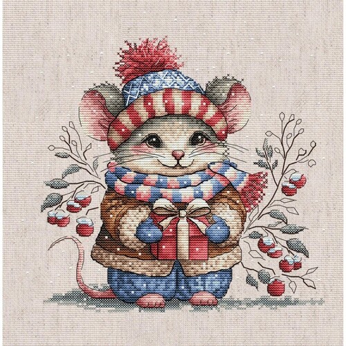 Набір для вишивання хрестиком AVA P095 Маленька мишка з шарфом. Little Mouse with Scarf