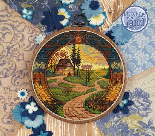 Набір для вишивання Stitching Land Art Nouveau 008 Затишне Село