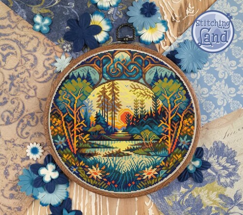 Набір для вишивання Stitching Land Art Nouveau 011 Лісове Озеро